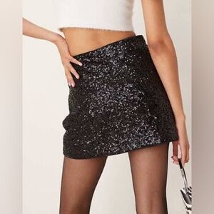 Abercrombie & Fitch Black Sequin High-Rise Skirt